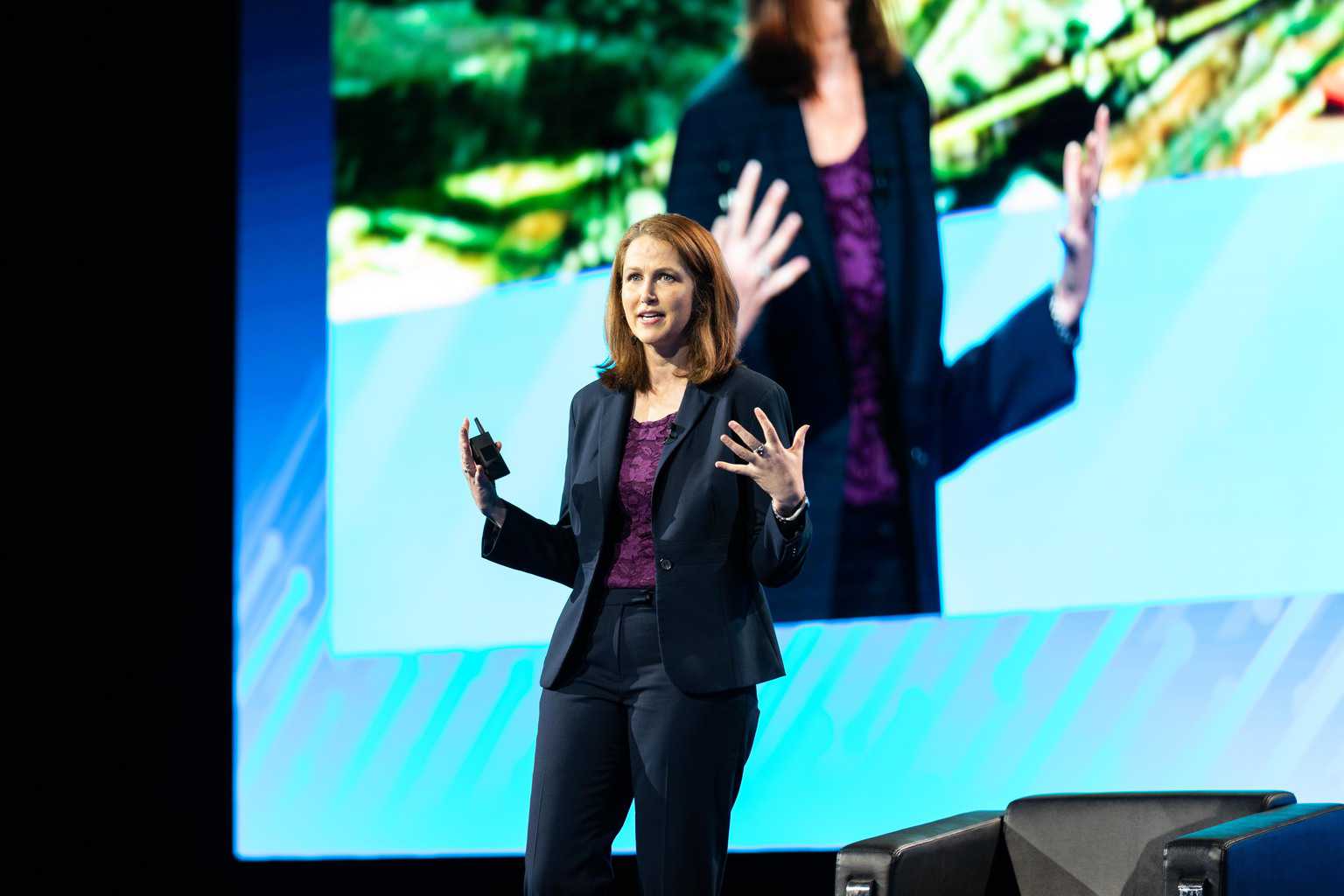 Elizabeth Fretheim, head of business development at Nikola Motor Company, speaking at the Transparency19 conference, describing how she came to work as an executive at a company developing zero-emissions trucks.