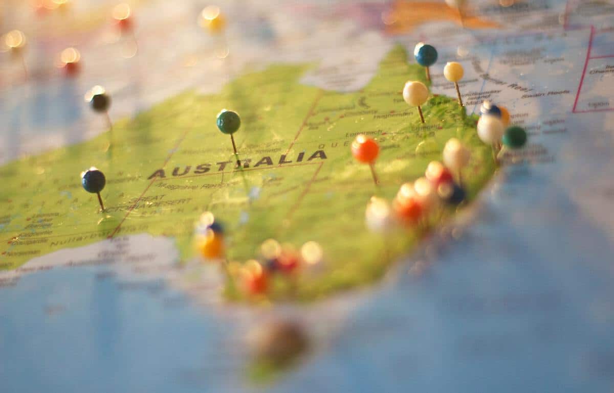 Pictured: a map of Australia with colourful pins