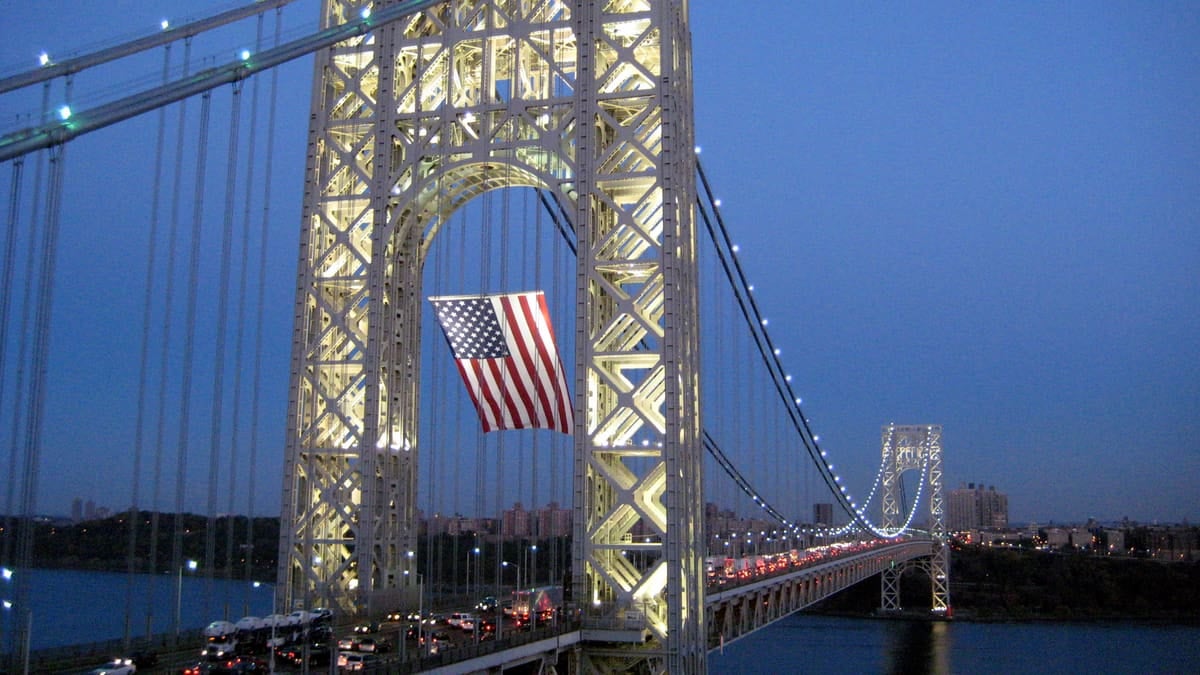 Trucks entering New York on the George Washington Bridge