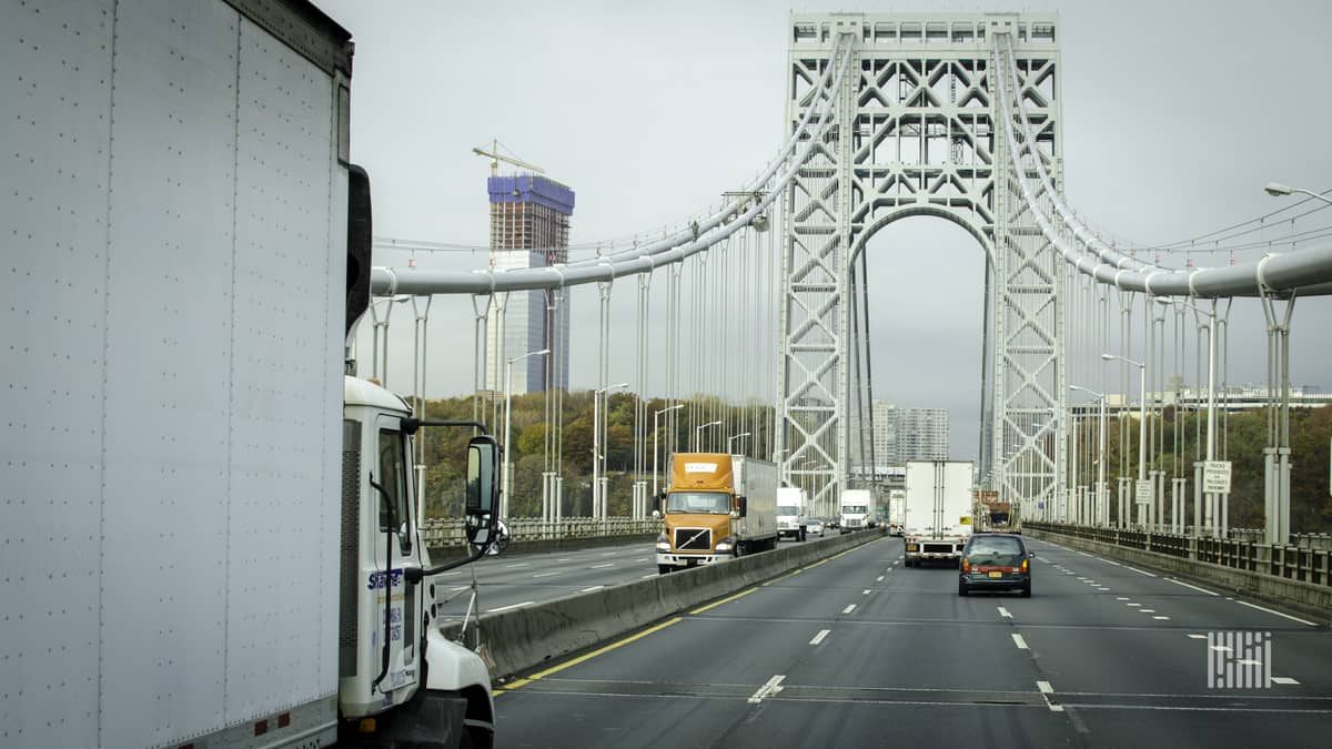 Trucks on the George Washington Bridge entering New Jersey