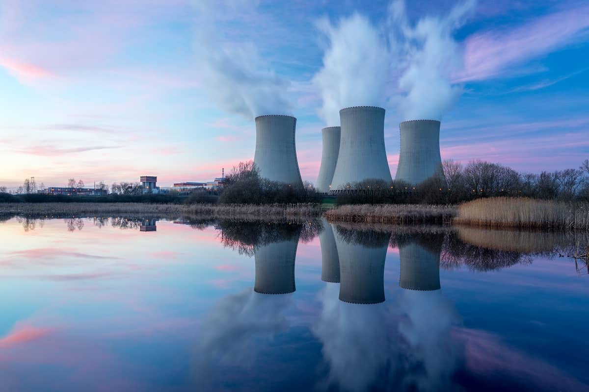 Pictured: a nuclear power plant and its cooling towers