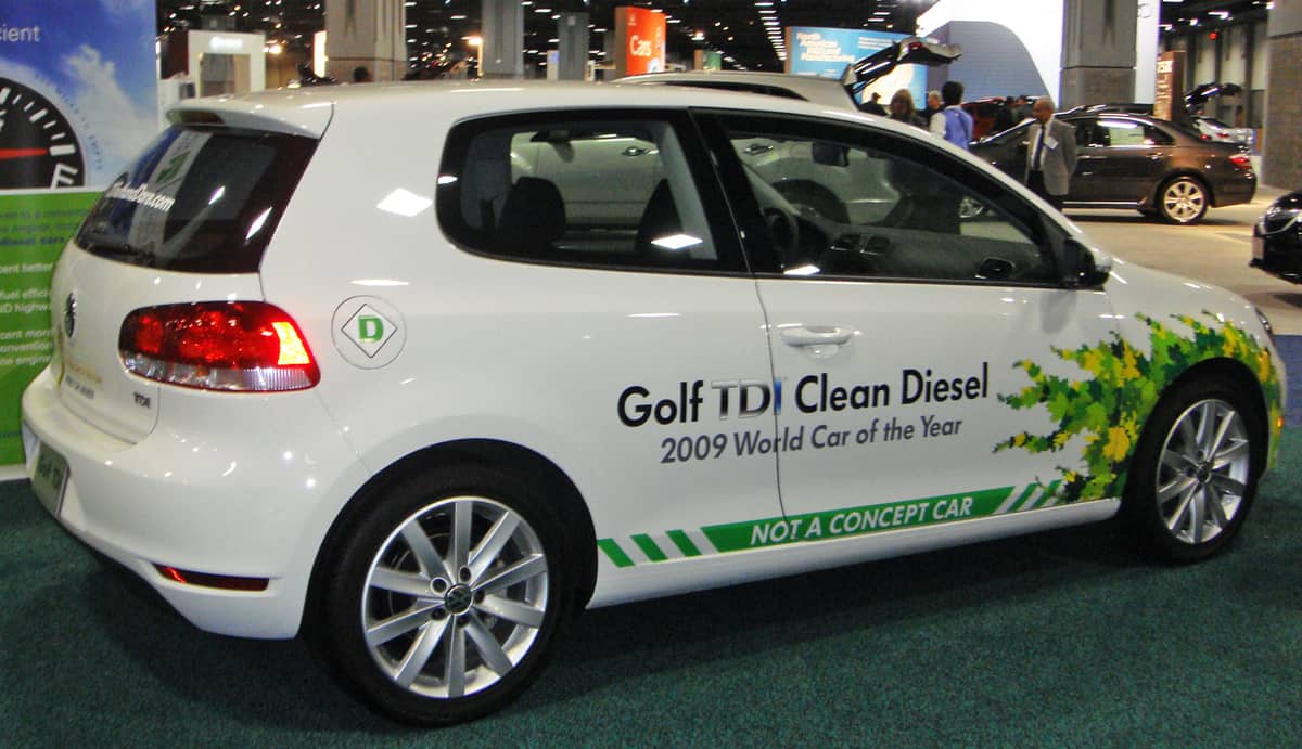 A 2010 VW Golf TDI Clean Diesel at the Detroit Auto Show.