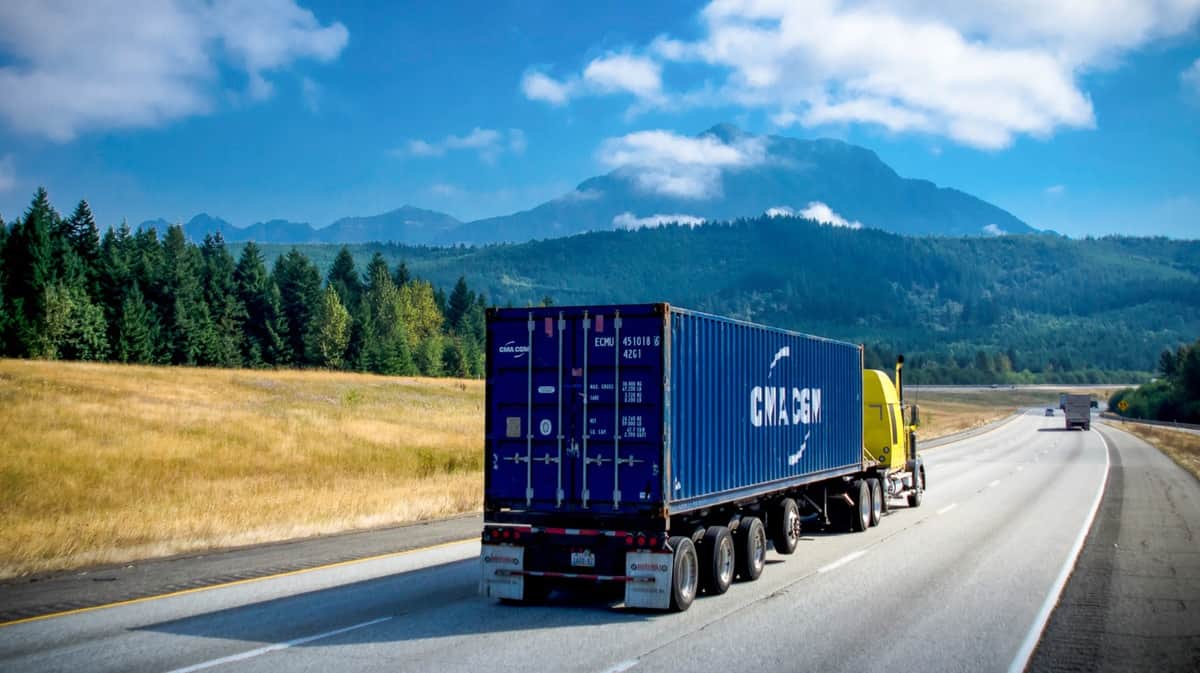 CMA CGM container on truck