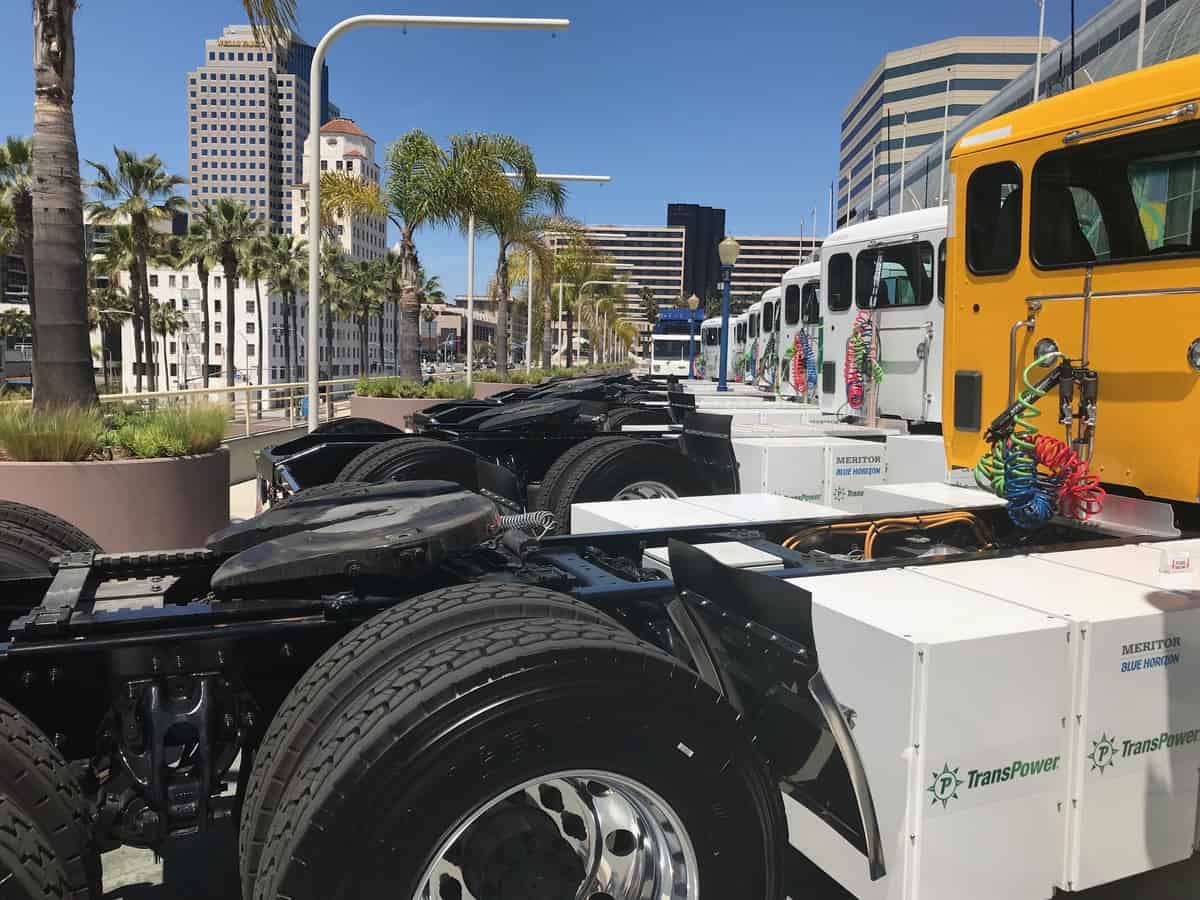 Electric Trucks in a row