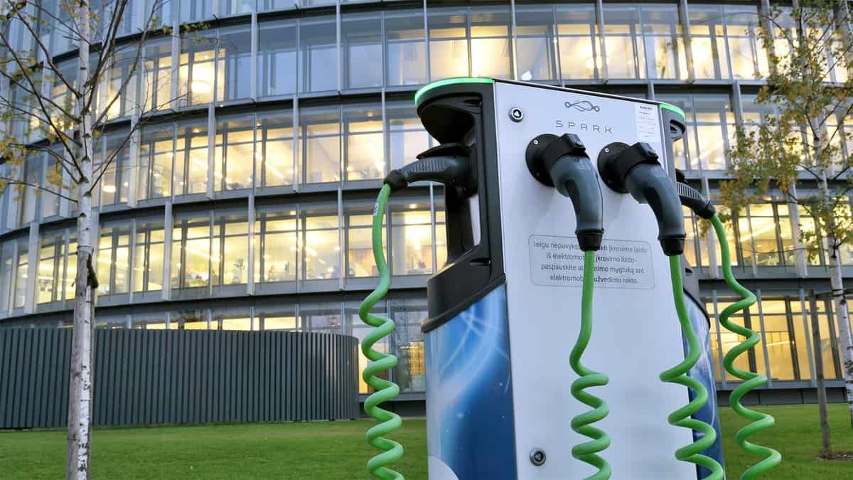 Electric charger outside office building