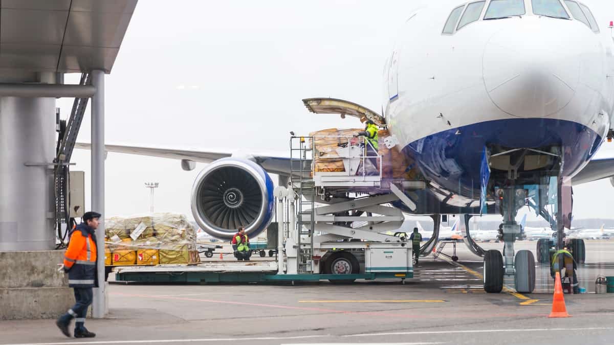 cargo being loaded on an aircraft