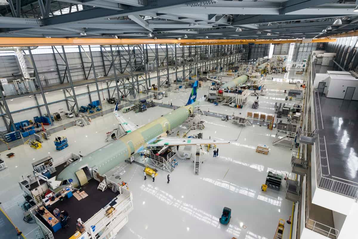 Aircraft on the assembly line