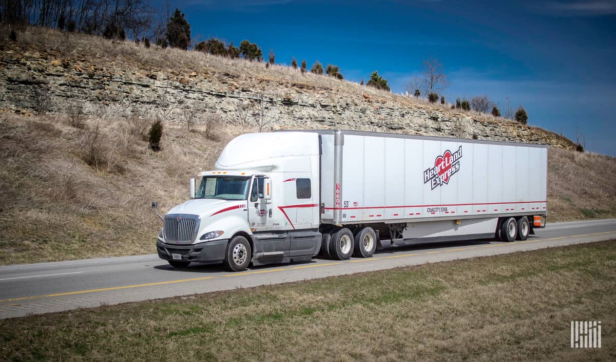 Heartland Express truck on road