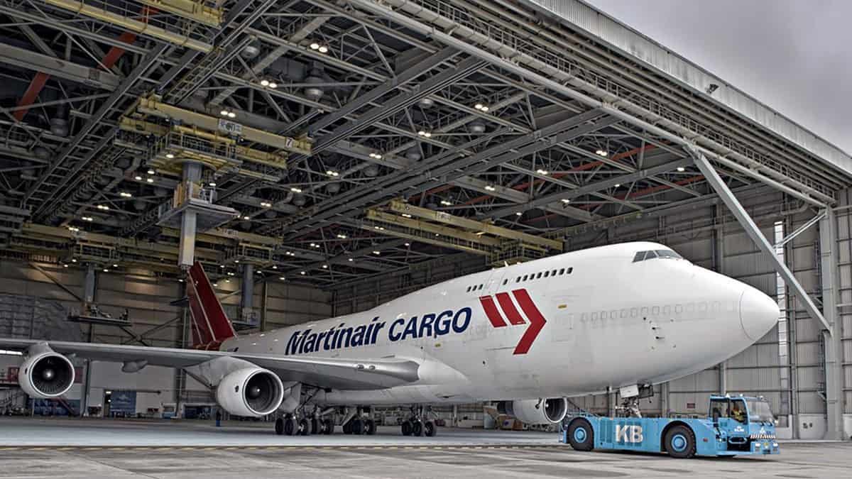 Martinair Cargo 747 in a hangar