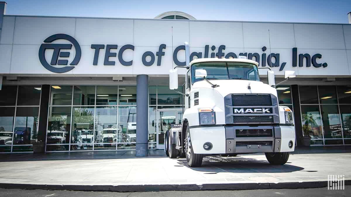 Mack truck on dealer lot