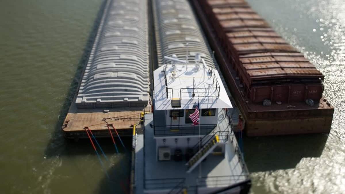 barge on river