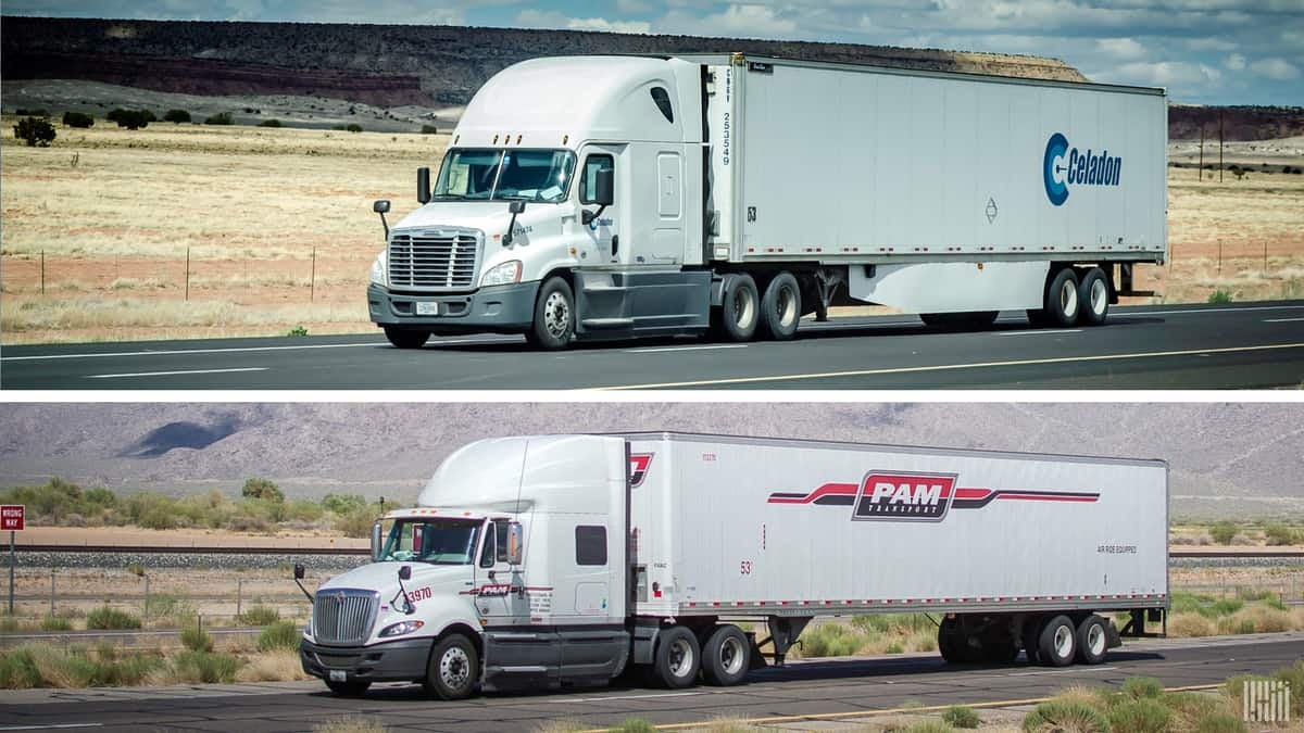 Tractor-trailers of Celadon Group and Pam Transport