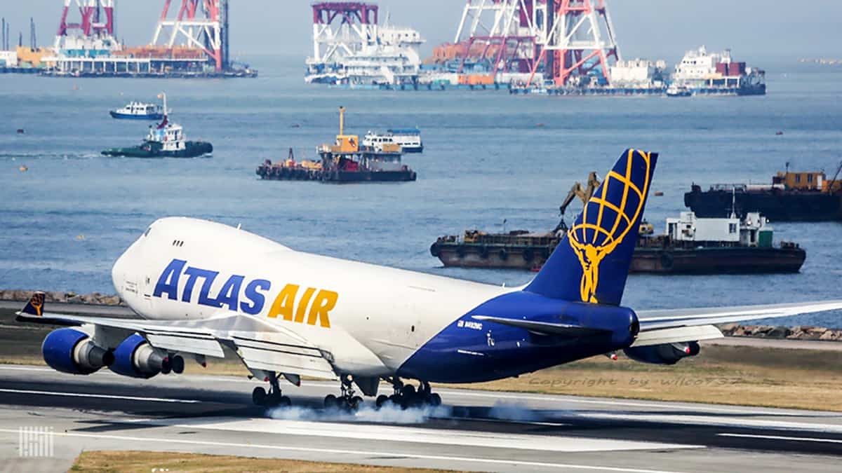 Big cargo plane touches down on runway