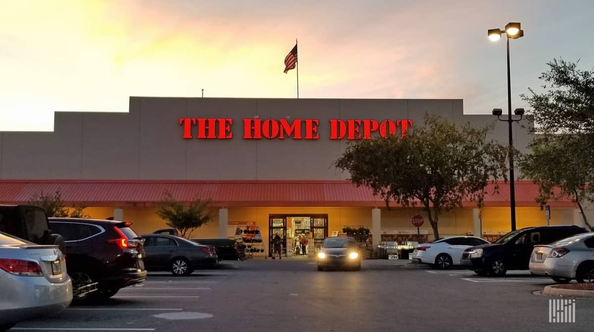 picture of Home Depot store at dusk