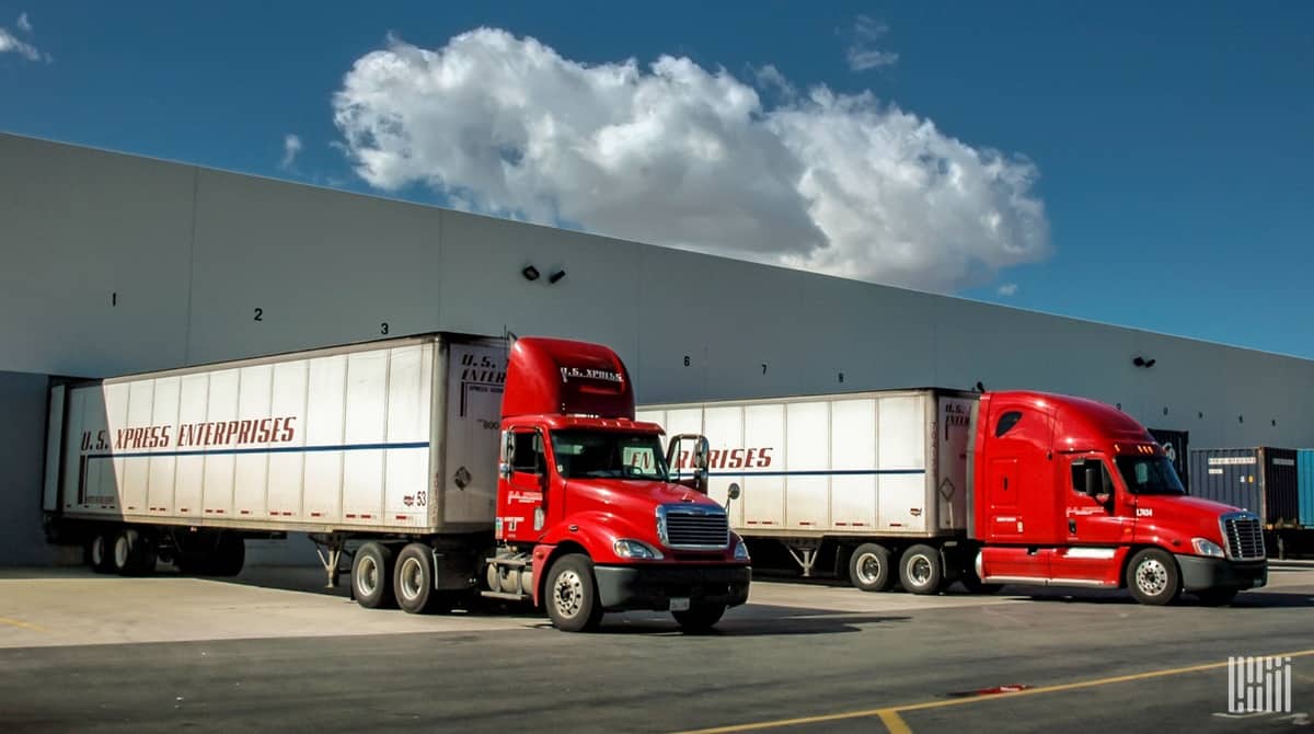 U.S. Xpress trucks at dock