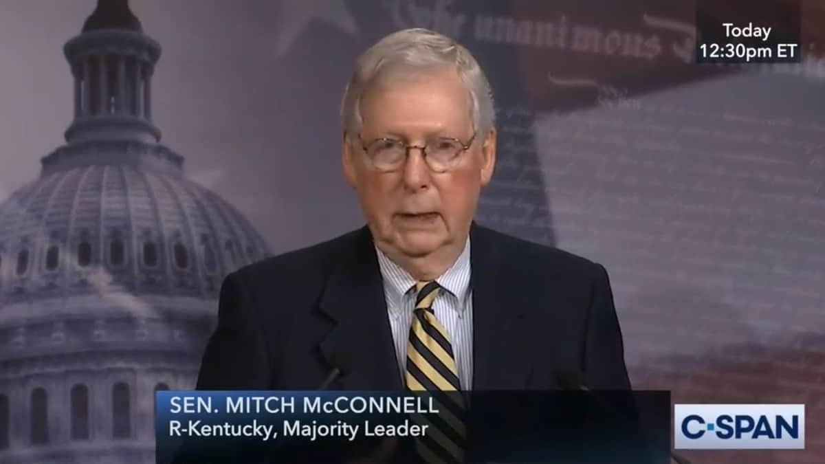 Senate Majority Leader Mitch McConnell at press conference.