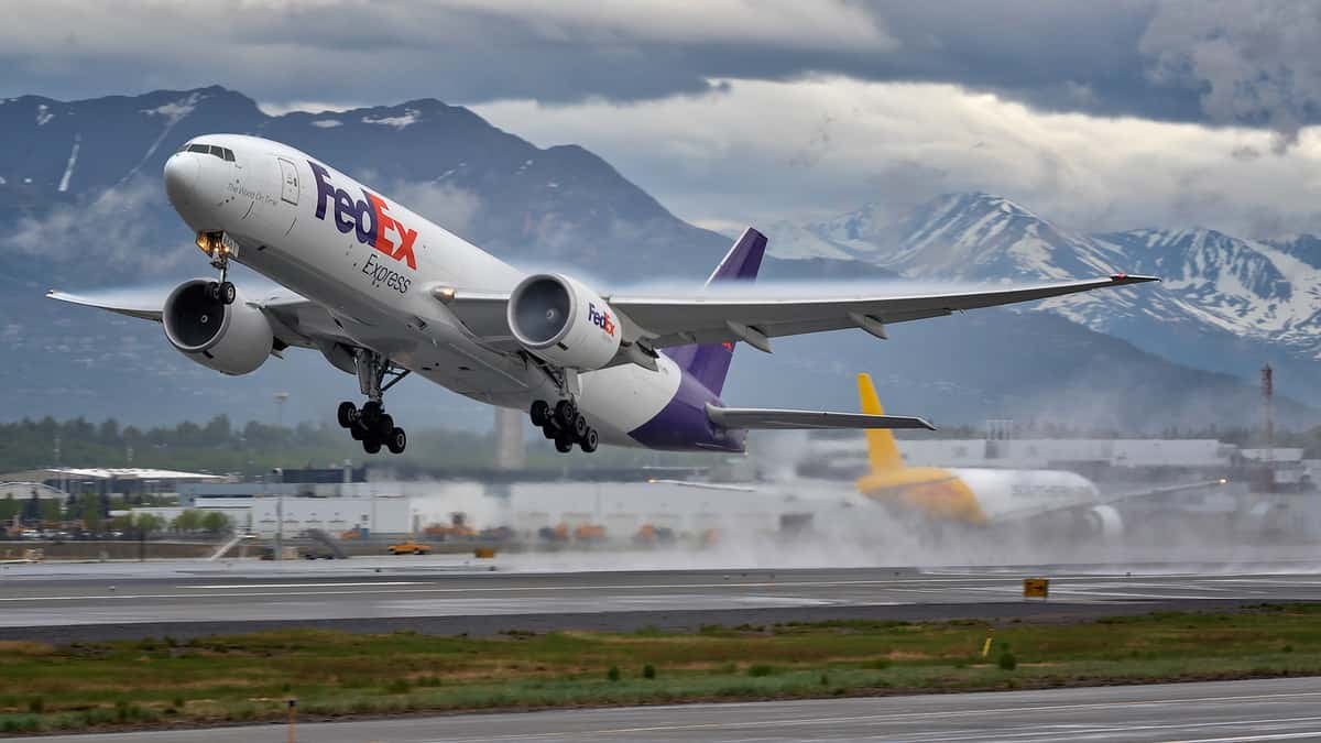 FedEx plane takes off