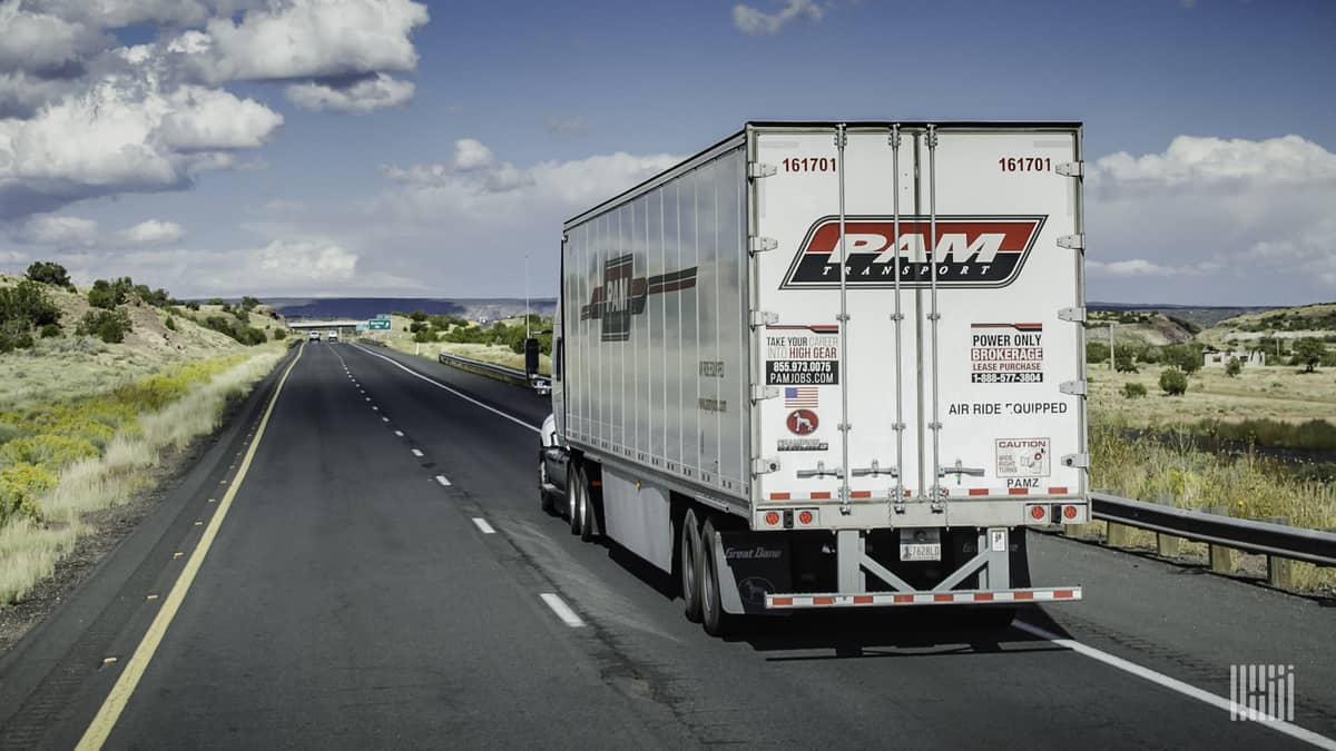 P.A.M. Transportation truck on highway