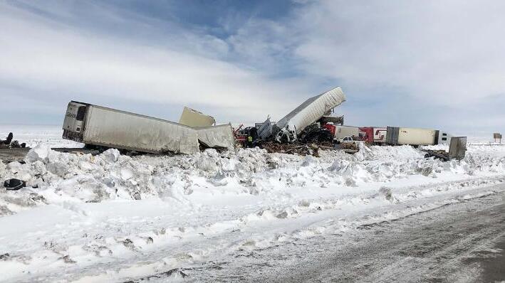 Major crash in Wyoming during winter storm.