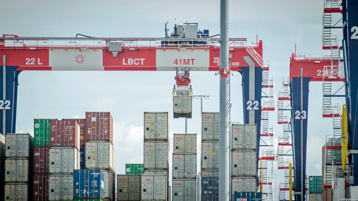 Containers at a port