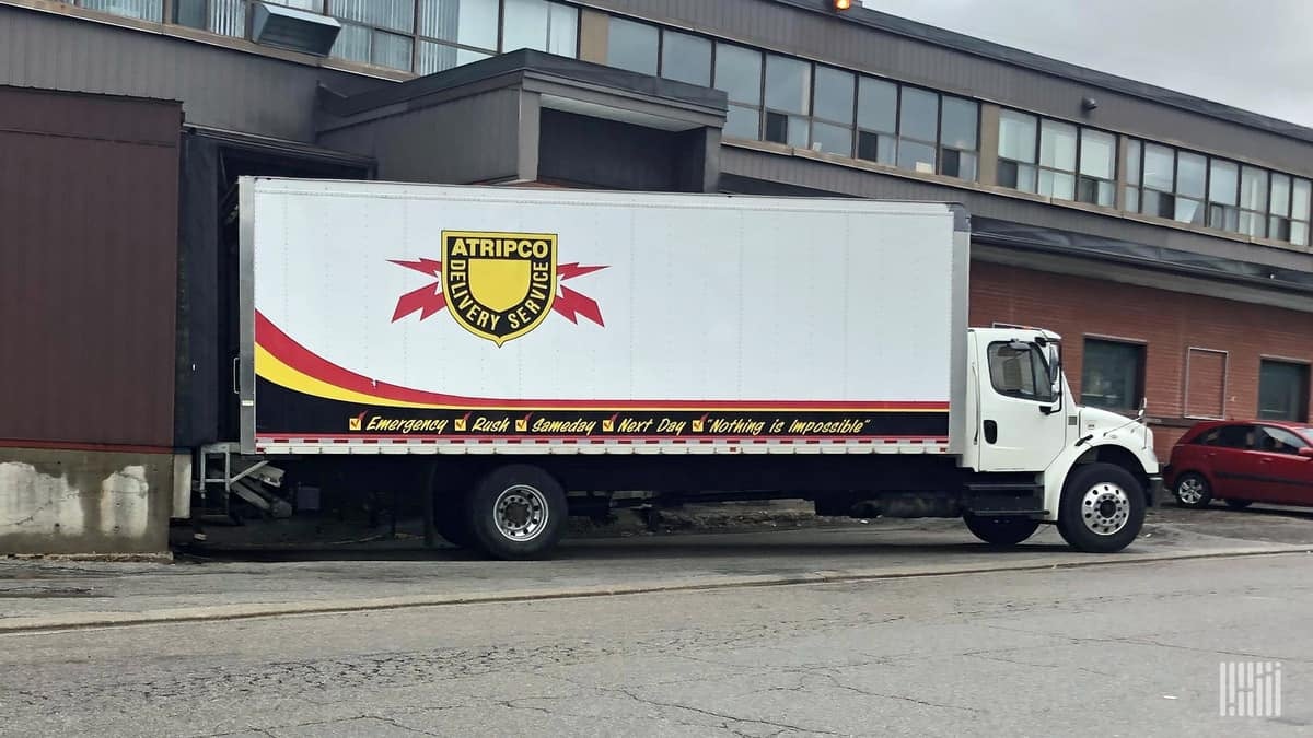 A truck at a loading dock in Toronto, Canada.