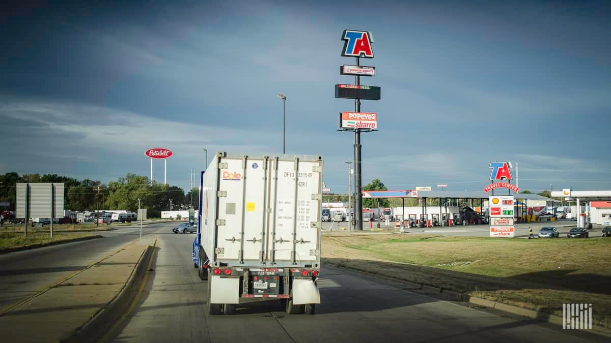 Truck approaching TA plaza