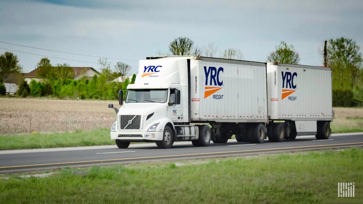 YRC Freight LTL rig on road