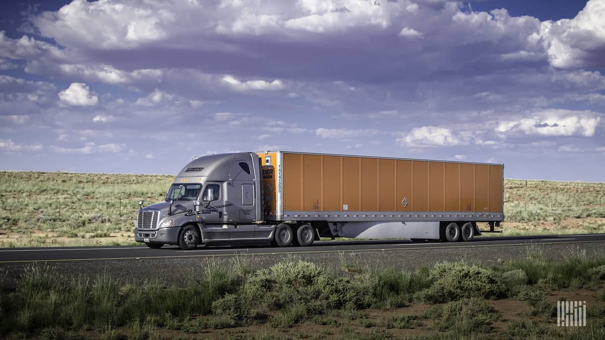 Schneider truck on road