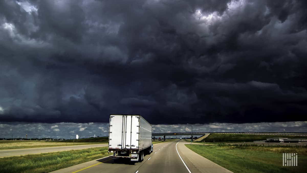 truck heading into storm