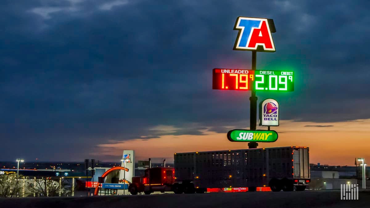 TA travel center at night