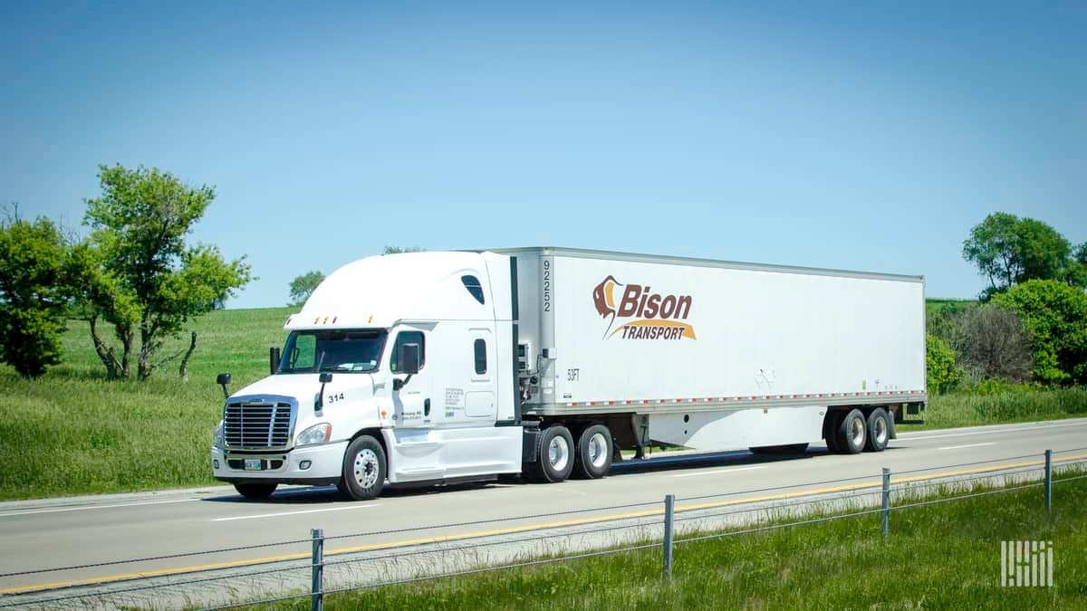 A tractor-trailer of Bison Transport