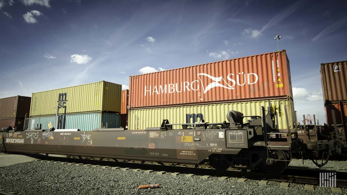 A photograph of four intermodal containers.