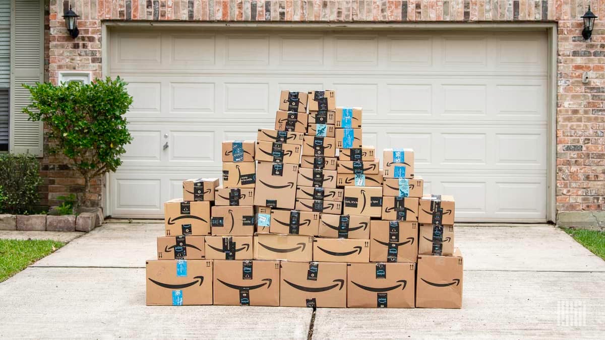 Amazon packages in driveway