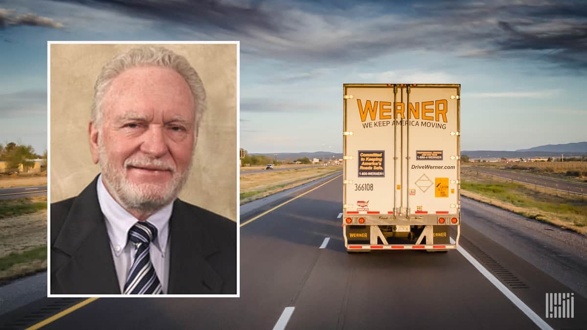 Picture of CL Werner and Werner truck headed down highway