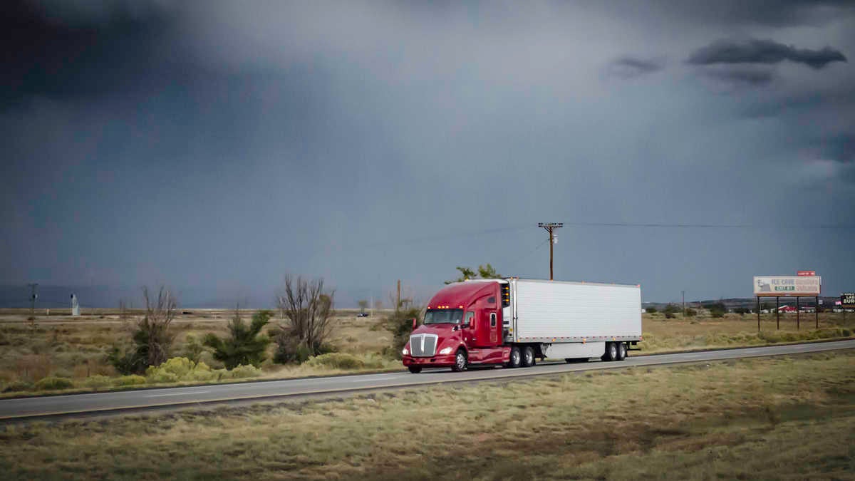 truck travels down highway