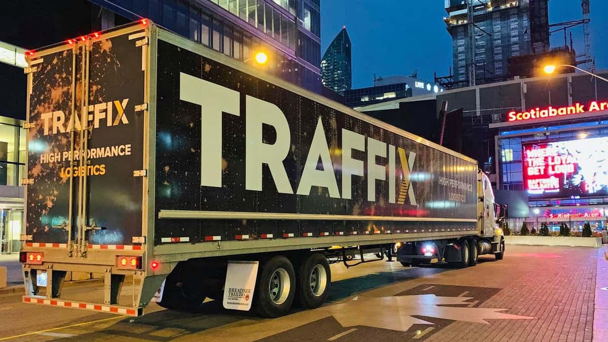 truck parked on city street