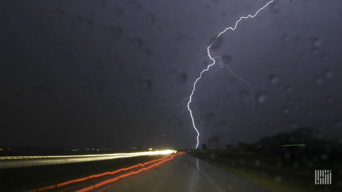 Lightning across the night sky.