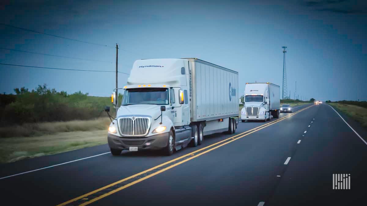 A tractor-trailer from Celadon Group's Hyndman Transport. Hyndman truck drivers have begun receiving payouts from the Canadian government.