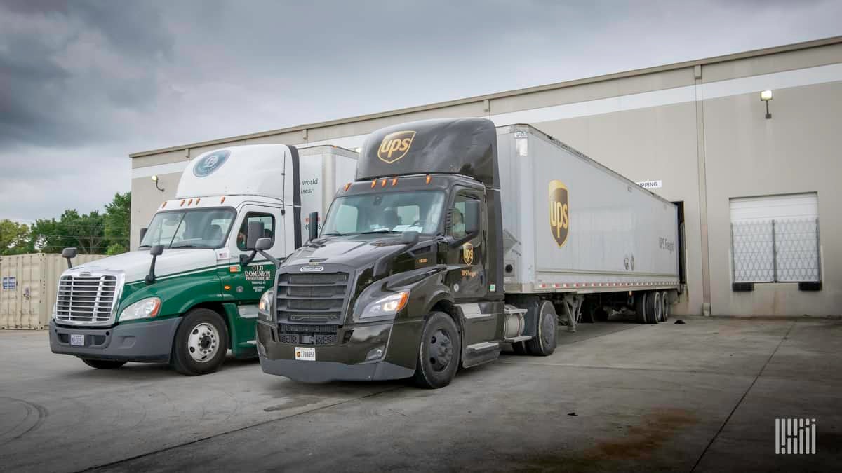 Old Dominion and UPS Freight trucks at facility