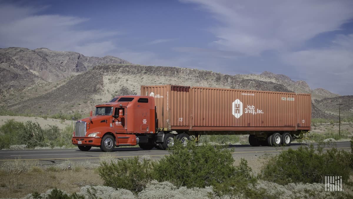 Hub Group truck and trailer on highway