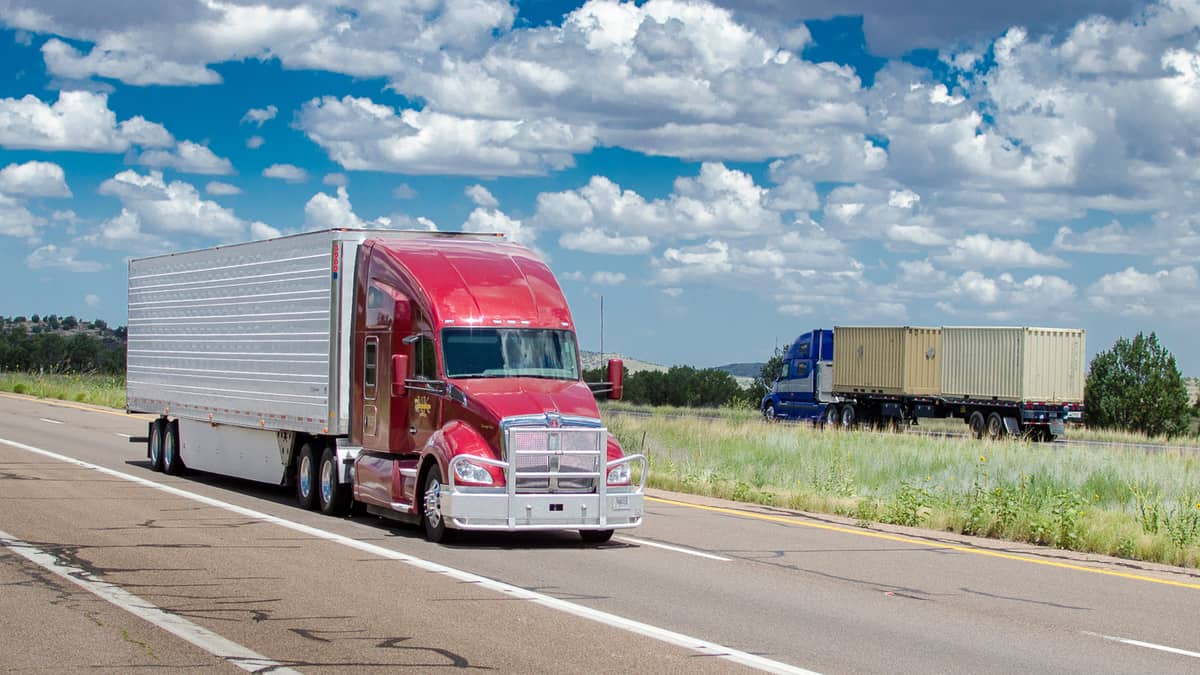 Trucks passing om the highway