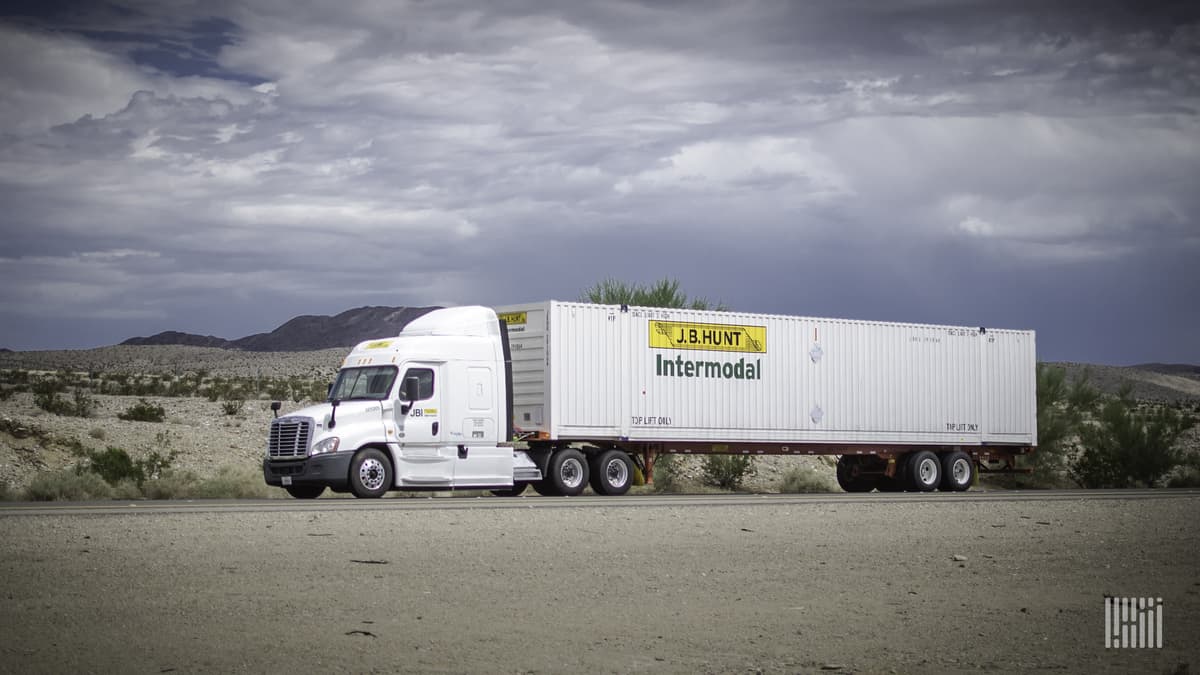 J.B. Hunt intermodal truck on highway