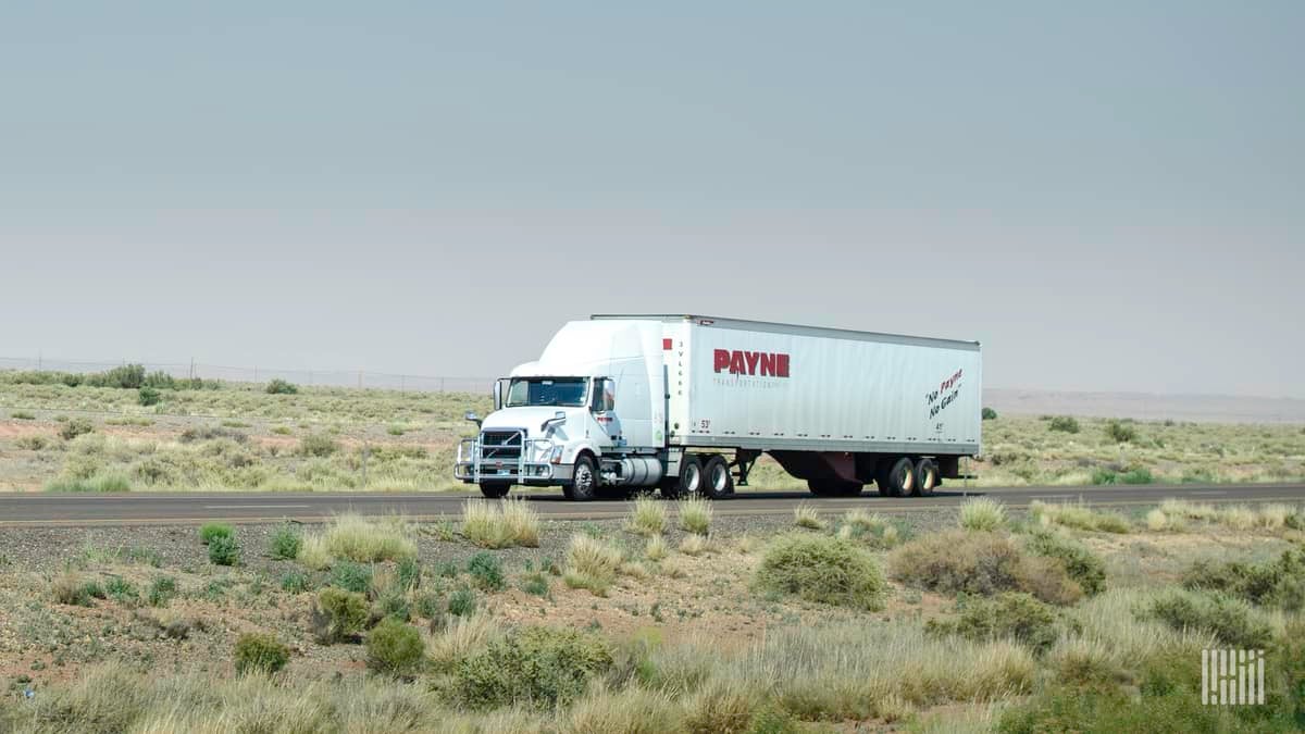 A tractor-trailer from Mullen Group's Payne Transportation drives on a road. Mullen Group reported second-quarter earnings on July 22.