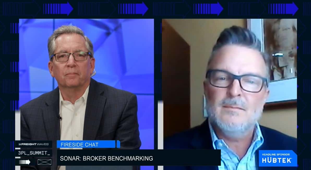 FreightWaves President George Abernathy and VP of Customer Success & Benchmarking Todd Davis talk broker benchmarking program at FreightWaves 3PL Summit