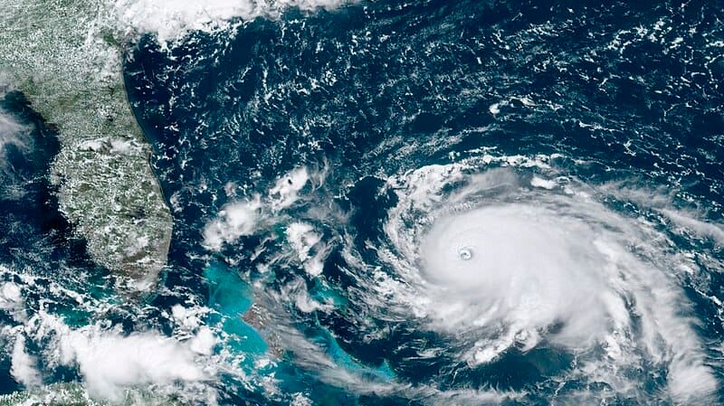 Satellite image of Hurricane Dorian in the Caribbean in 2019.