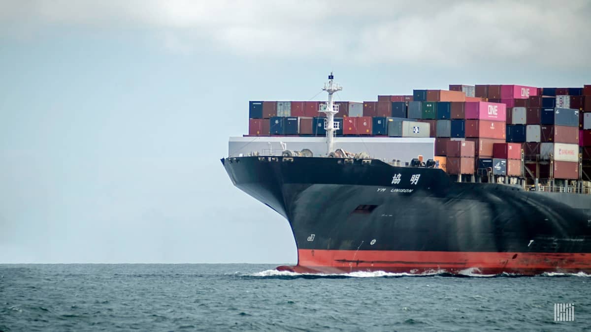 Cargo ship in ocean