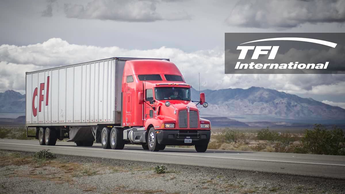 A tractor-trailer from TFI International-owned carrier CFI travels on a road. TFI raised nearly $219 million in a share offering, which could allow it to make additional acquisitions.