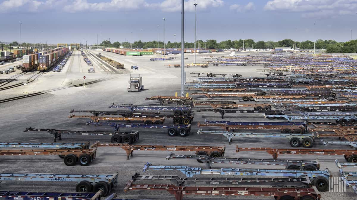 Aerial view of containers at port