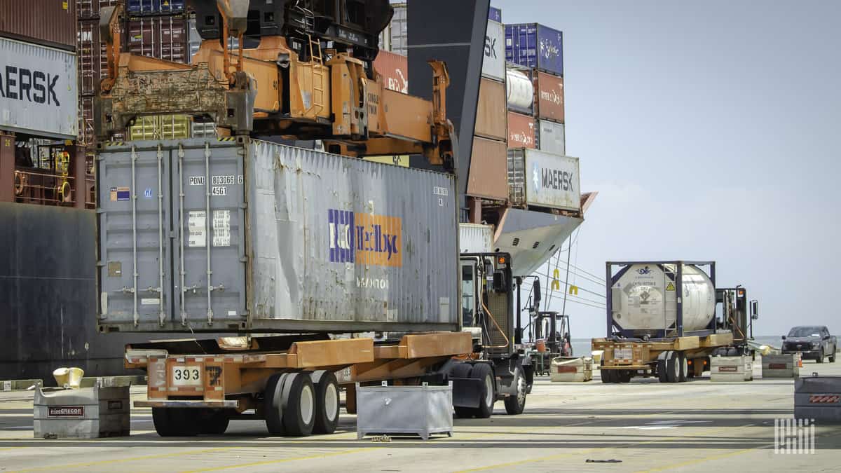 Container loaded on chassis