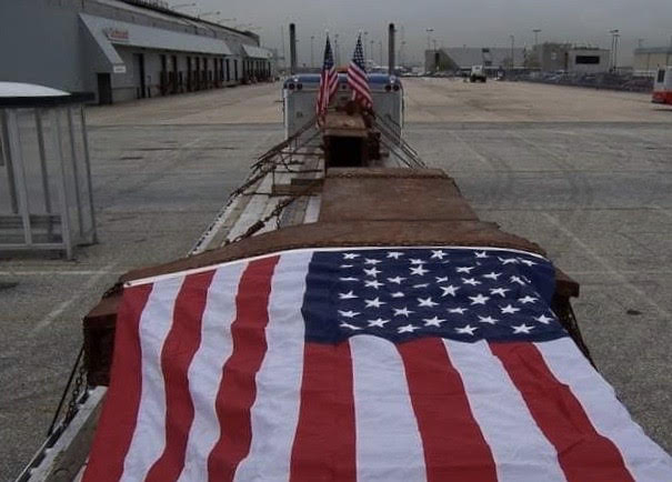 Truck driver hauls load of WTC steel back to its foundry in Coatesville, Pennsylvania.